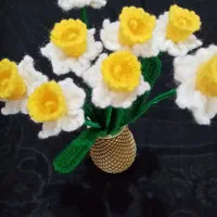 گل نرگس ها با بافت کاموایی( کار دست)