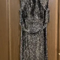 لباس مجلسی پولکی نوقره ای تیره