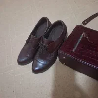 ست کیف و کفش زنانه چرم اصل زرشکی 39