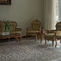 سرویس مبل 9نفره  به علاوه میز ناهار خوری استیل
