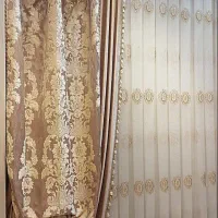 پرده ابریشم با گلهای مخمل