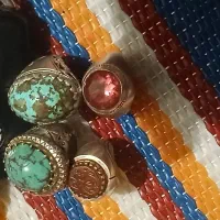 دو عدد فیروزه با عقیق و الکساندریت