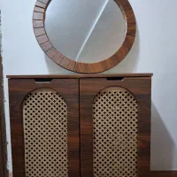 میز عسلی سه تیکه و جا کفشی با آیینه