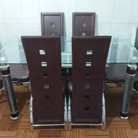 میز ناهار خوری ۶ نفره صندلی چرم