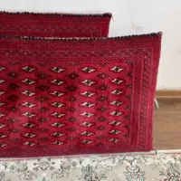 پشتی ترکمنی دستباف یک جفت رنگ زرشکی تیره