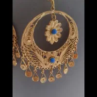 یک جفت گوشواره عماراتی با نگین فیروزه