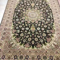 جفت تبریز مشکی پنجاه رج گل ابریشم مناسب جهیزیه