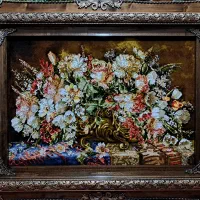 تابلوفرش دستبافت/تابلو فرش طرح گلدان سلطنتی