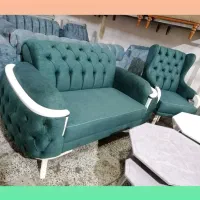 مبل راحتی چستر ۷ نفره در رنگ ترند تیل سبز آبی