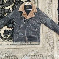 فروش یک عدد کاپشن چرم  سایز XL خزدار