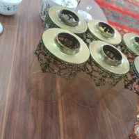 لوستر شش شعله برنزی طرح گل