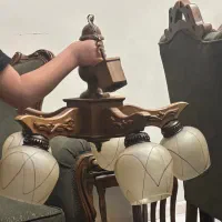 لوستر ۵شاخه چوبی