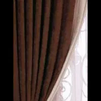 والان پرده جفت مخمل کرم قهو ه ای