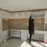 ۳۳۱ کد کابینت دو پله هایگلاس و روکش چوب|مصالح و تجهیزات ساختمان|اصفهان, جاوان|دیوار