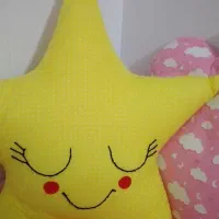 روتختی  و کوسن و بالشت تم ابر و ستاره سالم و تمیز