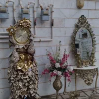 اینه شمعدان وگلدان برنجی ساعت آینما