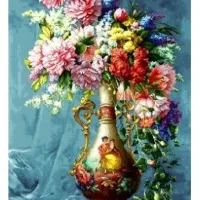 نخ و نقشه تابلو فرش طرح گل و گلدان