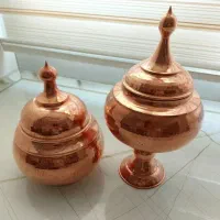 دو عدد شکلاتخوری بزرگ مس نانو زنجان حک شده نونو