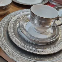 سرویس غذاخوری ۱۲ نفره ژاپن نقره کوب برجسته