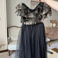 پیراهن مجلسی دخترانه مشکی ۹ تا ۱۱ سال