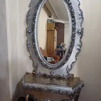 آینه و کنسول نقره ایی تمام چوب