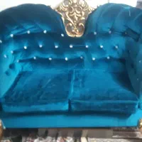 مبل راحتی فیروزه ای طلایی