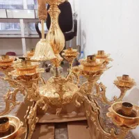 لوستر دوگل تمام برنز طلایی|لوستر و چراغ آویز|رشت, سعدی (تختی)|دیوار