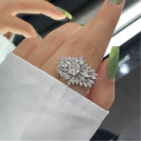 انگشتر پایه جواهر نقره ۹۲۵با آبکاری طلا سفید