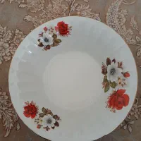 کاسه بشقاب چینی قدیمی گل سرخی