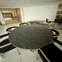 میز و صندلی استیل ۶ نفره صفحه سنگ