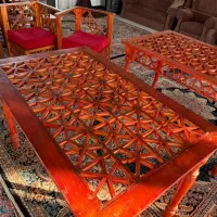 فروش سه عدد میز و چهار عدد صندلی گره چینی چوبی|میز و صندلی غذاخوری|محمودآباد, |دیوار