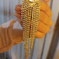 گوشواره دست ساز با نگین متری