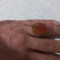 انگشتر نقره کاردست عقیق دو رنگ