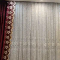 پرده تور سفید با دو والان و زیر پرده