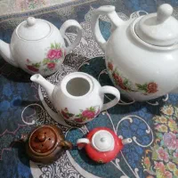 قوری چینی قدیمی گل سرخی نو