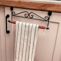 آویز حوله کابینتی چوبی فلزی