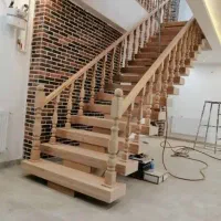 پله چوبی پارتیشن چوبی طراحی و اجرا