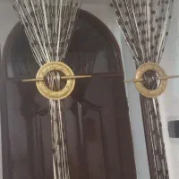 پرده نخی قهوه ای