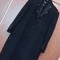 مانتو مجلسی مشکی کرپ زنانه سایز ۴۸ تا ۵۰