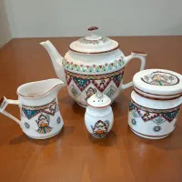 ست قوری وقندون وشکر پاش چینی دست ساز