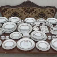 سرویس چینی توس 12نفره طلایی فیروزه ای