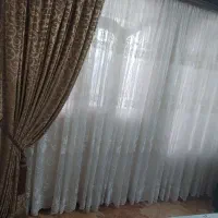 پرده حریر گیپور با رویه مخمل شیک و تمیز