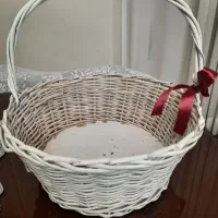 سبد بزرگ سفید حصیری