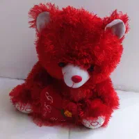 یک عروسک خرس قرمز