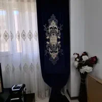 دکور پرده مخمل دو عدد آبی درباری درحد نو