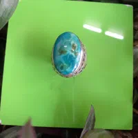 انگشترفیروزه اصل نیشابوروعقیق سرخ طوقداریمنی