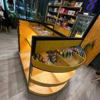 میز فروشگاهی چوبی با نور مخفی مناسب کافه و فروشگاه