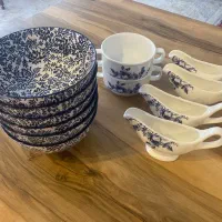ظروف قلم آبی کاسه سس خوری پیاله نونوبرای جهیزیه اس
