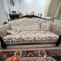 مبل ۷ نفره چوب گردو با میز