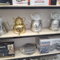 کتری وقوری استیل وطلایی|قوری، کتری، قهوهساز دستی|قم, علی آباد سعدگان|دیوار